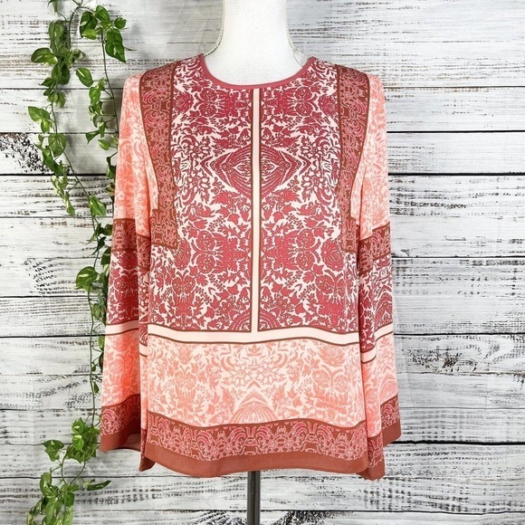 Vince Camuto Blouse Tunic size Extra Small Coral Pink Wedding Career Beach Boho - Picture 1 of 10